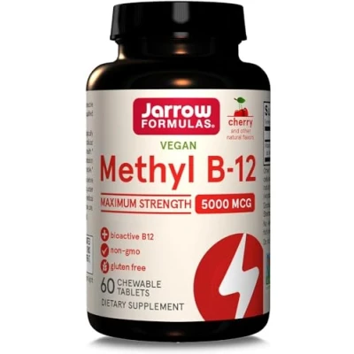 Imagen de Jarrow Formulas, Methyl B12, 5.000mcg, Depósito de 10 Días, Sabor Cereza, 60 Comprimidos Masticables vegano, Probado en Laboratorio, Sin Gluten, Vegetariano, Soja, OGM