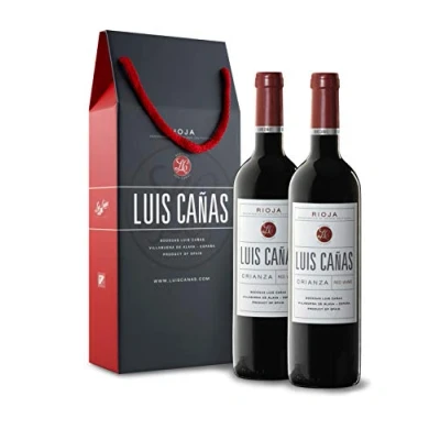 Imagen de Luis Cañas Vino Tinto con D.O. Rioja Crianza Variedad de Uva Tempranillo, Garnacha, Graciano, Mazuelo, Viura y Rojal Notas Afrutadas Incluye Estuche Cartón 2 Botellas 75 cl