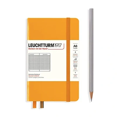 Imagen de LEUCHTTURM1917 365628 Libreta Pocket (A6) 90 x 150 mm, Tapa Dura, 187 páginas numeradas, Rising Sun, Cuadriculada