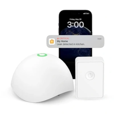Imagen de Meross Detector de Agua Inteligente Sensor WiFi para HomeKit, Alarma con Hub Compatible Apple Home, Alexa y SmartThings Inundación Inalámbrico IP67, Audio