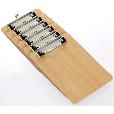 Imagen de LATERN A4 portapapeles paquete de 6, tableros duros bajo perfil con agarre resorte resistente y orificio para colgar oculto, madera durables el trabajo oficina