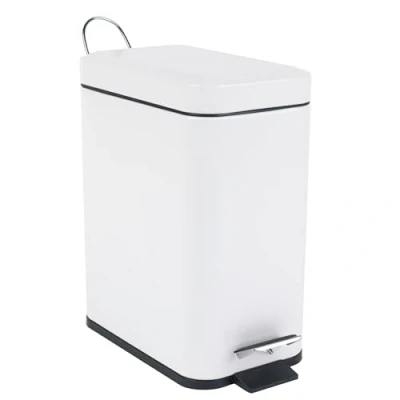 Imagen de Beldray, blanco, Cubo de basura rectangular con pedal y tapa cierre suave, 5 litros, LA041173WHT, 5L