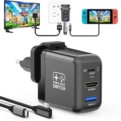 Imagen de RREAKA Switch Dock for Nintendo OLED, 3 en 1 TV Adaptador con 4K 60Hz HDMI, USB 2.0 Port, Type C 30W Charger, Portable Docking Station Travel, para Samsung Dex S24, MacBook