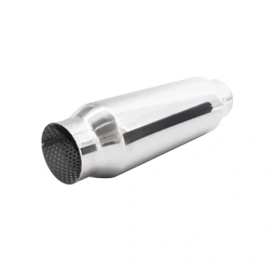 Imagen de Simoni Racing ESR8 silenciador deportivo universal, salida redonda recta, recto para coche, acero inoxidable, longitud 305 mm