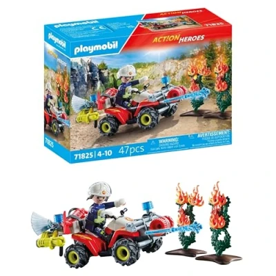 Imagen de PLAYMOBIL Action Heroes Quad de Bomberos apaga Incendio setos Coche Juguete para niños y niñas a Partir 4 años 71825