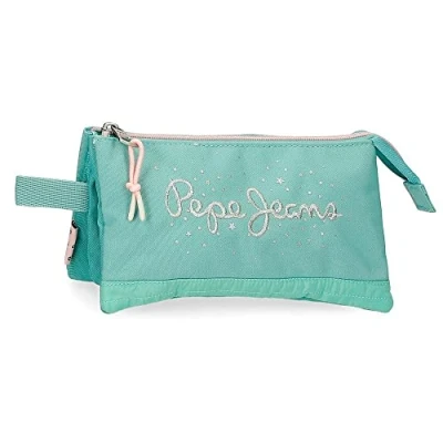 Imagen de Pepe Jeans Jane Estuche Triple Azul 22x12x5 cms Poliéster