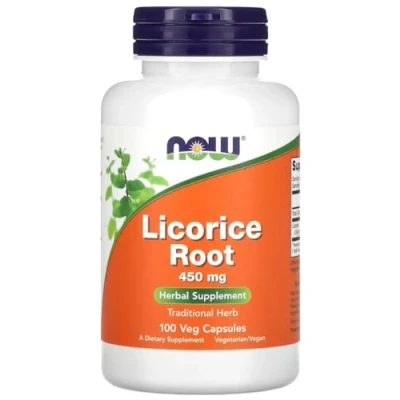 Imagen de Now Foods Licorice Root 450mg Extracto de Raíz Regaliz Apoyo a la digestión y al sistema inmunológico 450mg, 100 cápsulas vegetales