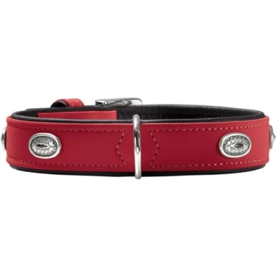 Imagen de HUNTER Softie Stone Collar para Perro de Piel sintética con Apliques, fácil Cuidado, 55 (M L), Color Rojo