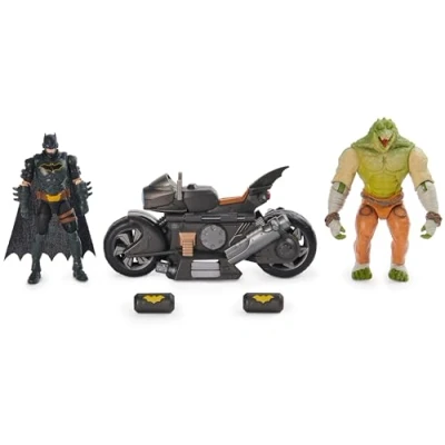 Imagen de DC Comics, Batman Transforming Batcycle Battle Pack con Figuras de acción y Killer Croc 10 cm, Juguetes para niños niñas a Partir 4 años