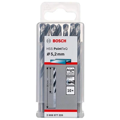 Imagen de Bosch Professional 10 brocas helicoidales HSS PointTeQ, para metal, 5.2 x 52 86 mm, accesorio de taladro
