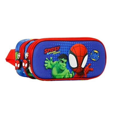 Imagen de Marvel Spiderman Circles Estuche Portatodo 3D Doble, Azul, 22 x 9.5 cm