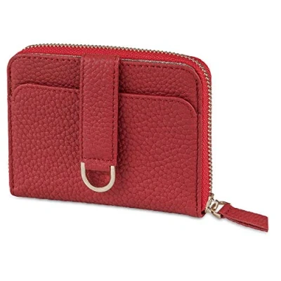 Imagen de Vaultskin Belgravia Cartera pequeña RFID con Cierre Alrededor para Mujer, Card Holder (Rojo)