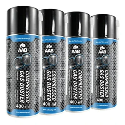 Imagen de 4 x AABCOOLING Botella de Aire Comprimido 400ml para Limpiar Teclados, Ordenadores, Copiadoras, Cámaras y Otros Equipos Eléctricos Soplador Ideal la Eliminación Polvo Limpiador
