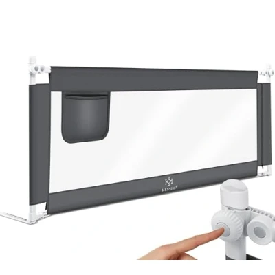 Imagen de KESSER® Barrera de Cama 150cm, para niños, Plegable, Cuna, Infantil, Protección contra Caídas, y con somier Alto: 72 hasta 96 cm, Gris Oscuro