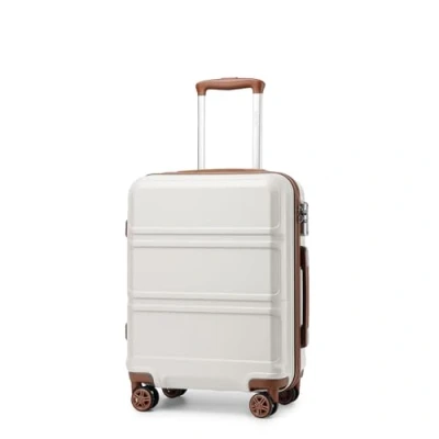 Imagen de Kono Maleta de Viaje con Material ABS Cabina Mano Cerradura TSA y 4 Ruedas（S,Crema Claro）