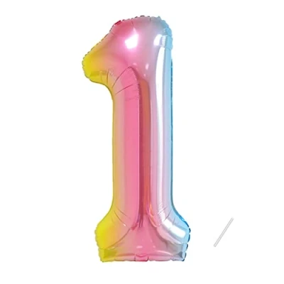 Imagen de Globos de Cumpleãnos 1 Arcoiris,101 CM Globo Numeros Gigantes Grandes Decoracion,Globo Numero 1,Globos Niño Niña Adultos,Vuelan con Helio