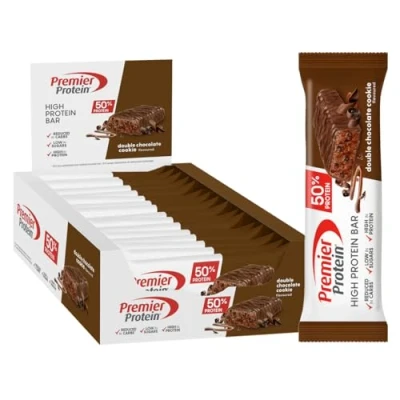 Imagen de Premier Protein High Bar Double Chocolate Cookie 16x40g Alto contenido en proteínas + Sin aceite de palma