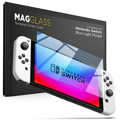 Imagen de Magglass Protector de pantalla compatible con Nintendo Switch OLED (2021) cristal templado bloqueo luz azul (Anti Bluelight para reducir la fatiga ocular)