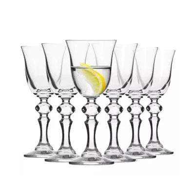 Imagen de Krosno Vasos de Vodka con Tallo Juego 6 50 ml Colección Krista Tulipán para Elegante Cristalería Claridad Cristalina Ideal Casa, Celebraciones y Regalos