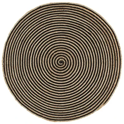 Imagen de vidaXL Alfombra Tejida a Mano de Yute Trenzado Felpudo Moqueta Hogar Decoración Interior Exterior Casa Tapete Esterilla 90 cm Espirales Ngro