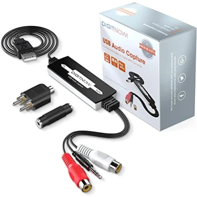 Imagen de DIGITNOW! convertidor de Captura Audio USB, para Cintas Casete Vinilo a MP3 Digital, Compatible con Mac y Windows 10/8.1/8/7 / Vista/XP