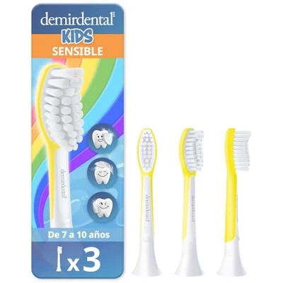 Imagen de demirdental cabezales para Philips Sonicare Kids, cabezal niños, los primeros dientes permanentes, niños de 7 a 10 años, equivalente HX6043, amarillo, set 3