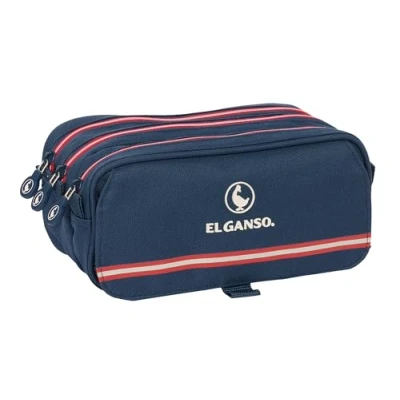 Imagen de Safta EL GANSO CLASSIC Portatodo Triple Big, Estuche Infantil, Niño, Ideal para Niños en Edad Escolar, Cómodo y Versátil, Calidad Resistencia, 21.5x8x10 cm, Color Azul Marino