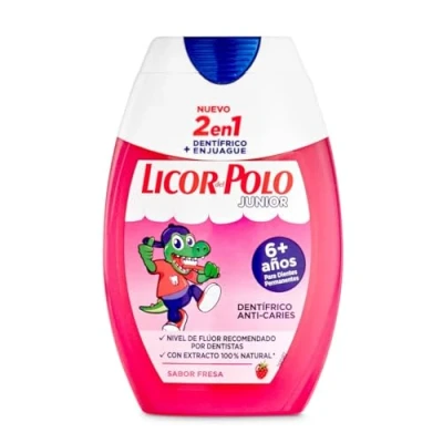 Imagen de Licor del Polo Pasta de dientes 2 en 1 Junior +6 años Sabor Fresa Protección completa contra las caries, sarro, placa y problemas encías ud 75ml