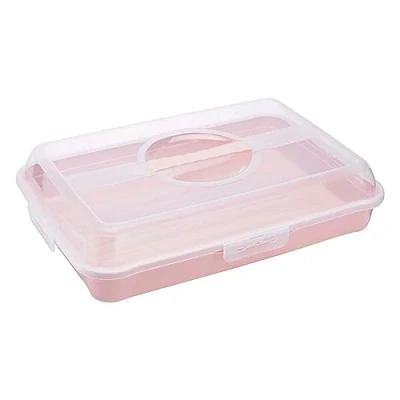 Imagen de keeeper Fiambrera para bocadillos, tartas y magdalenas, Polipropileno, Rectangular, Enrico, Rosa nórdico