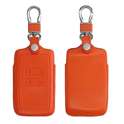 Imagen de kwmobile Funda para Llave de Coche Compatible con Renault Carcasa Cuero Delgada Mando Coches Naranja