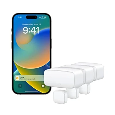 Imagen de Eve Door &amp; Window (Matter) pack de 3 sensor inteligente, seguridad para tu hogar, compatible con Apple Home, Alexa, Google SmartThings, requiere un router borde Thread