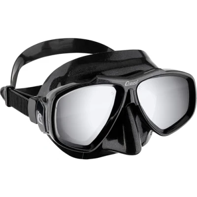 Imagen de CRESSI Focus Mask Black/Spectra Silver Mirrored Lens Máscara Unisex Ajustable para Buceo y Esnórquel, Negro/Lentes Spectra Espejado Plata, Talla Única