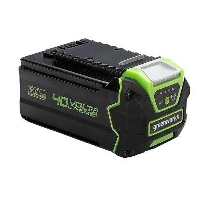 Imagen de Greenworks Batería 40V 5Ah Potente y Original Iones de Litio para Herramientas Eléctricas Jardinería 40V, Carga Rápida, Control LED 3 Etapas, Garantía 2 Años G40B5