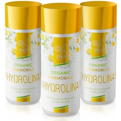 Imagen de InaEssentials Organic Chamomile Water Hydrolina, Cuidado de la piel contra Eczema, Irritaciones piel, Tónico para cara y cuerpo, Hydrolat, Certificado por UE