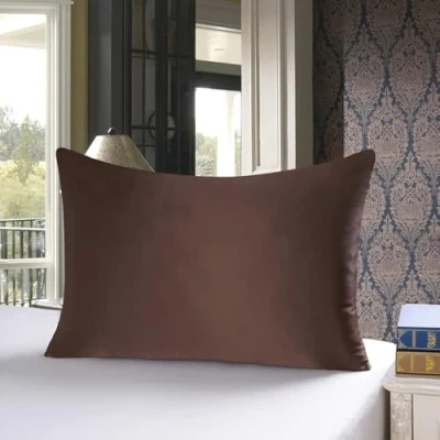 Imagen de townssilk Funda de almohada seda 100 % 19 mommes, 50 x 70 cm, con cremallera oculta, marrón