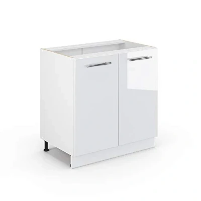 Imagen de Vicco Armario bajo para Fregadero Fame Line, Blanco Alto Brillo/Blanco, 80 cm con Estante, sin encimera