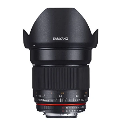 Imagen de Samyang F1120705101 Objetivo fotográfico DSLR para Sony A (distancia focal fija 16mm, apertura f/2.0 ED AS UMC CS, diámetro filtro: 77mm), negro
