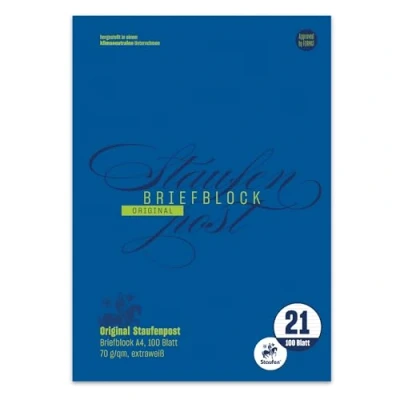 Imagen de Staufen Style Bloc de notas DIN A4, 100 hojas papel escribir, pautado 21, 70 g/m², rayado, Staufenpost