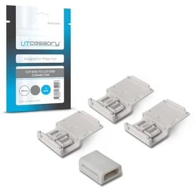 Imagen de Litcessory Conector de Extremo Cortado a para Philips Hue Lightstrip Plus (4 Unidades, Blanco MICRO 6 PINES V4)