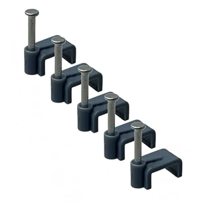 Imagen de On1shelf Pinzas para cables planos con clavo de fijación bolsa 50 Gris 14mm