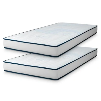 Imagen de COSMOS Pack x2 Colchones Viscoelásticos 90x190 cm Upsilon Promo Espuma HR y Blue Latex Semifirme, Transpirable, Hipoalergénico, Ergonómico Cara Invierno Verano, 7 Zonas Confort