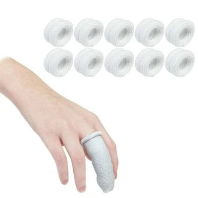 Imagen de SENRISE Vendaje para dedos Tubular, Primeros Auxilios Tubular Bandage Finger Bobs Cunas Buddies Azul/Blanco Apósitos esguinces de e hinchazón (10 unidades, Blanco)