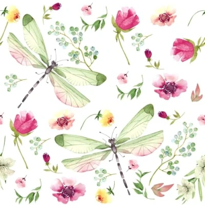 Imagen de 20 Servilletas de papel con diseño libélulas en el mar flores como decoración mesa. diseño. También para decoupage y (33 x 33 cm)