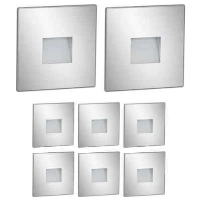 Imagen de ledscom.de 8 LED luz de escalera/luz pared empotrada FOW para interior y exterior, downlight, angular, acero inoxidable, 85 x 85mm, blanco frío