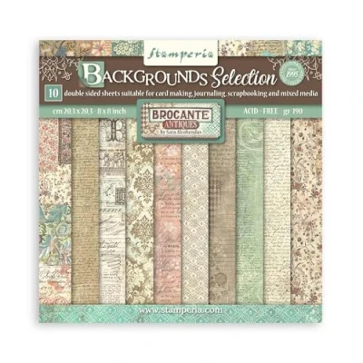 Imagen de Stamperia Scrapbook Paper Pad for Scrapbooks, Albums, Card Making, Bullet Journals and More, Acid Free, Double Sided, Perfect Crafts Gifting (Brocante Antiques Background) (20,3 x 20,3 cm)