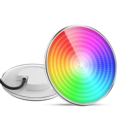 Imagen de LyLmLe Foco LED Piscina Relleno de Resin, 35W PAR56 Lámpara RGB Multicolor Sincronizada, Iluminación Empotrable, Ángulo Haz 140 ,IP68 Impermeable,12V AC, Sin Controlador