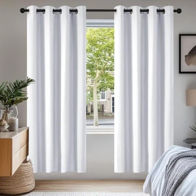 Imagen de Deconovo Cortinas Opacas Telas Térmicas Aislantes Frío y Calor para Salón Dormitorio Moderno 2 Piezas 140 x 175 cm Gris Perla
