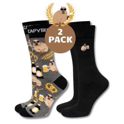 Imagen de soxo Carpincho Calcetines Mujer Divertidos Regalos Para Hombre Originales Regalo Colores Capybara 40 45 Cerveza 2 Pares