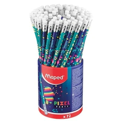 Imagen de Maped Lápices de Grafito Pixel Party Bote x72 Fomenta la Imaginación, Colores Madera Intensos Perfecto para Aula y Casa