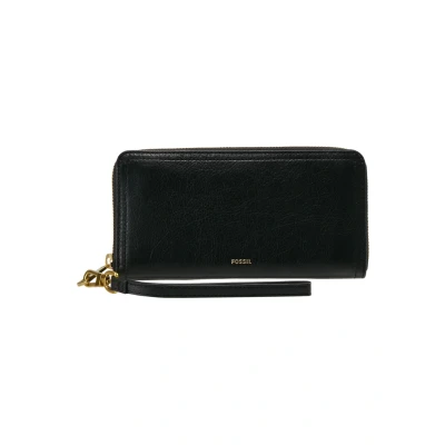 Imagen de Fossil Billetero para mujer Logan, con cremallera de piel/poliuretano negro 19,7 cm largo x 1,9 ancho 10,2 alto SL7831001